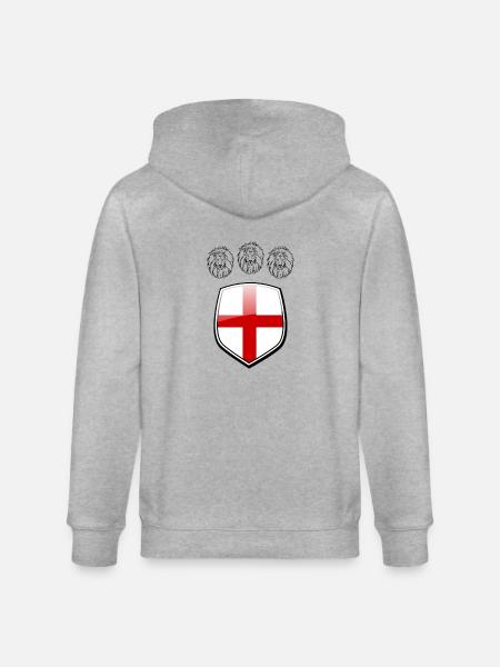 Tres leones Inglaterra fútbol bandera inglesa - Chaqueta con capucha ecológica unisex CULTIVATOR de Stanley/Stella - gris jaspeado