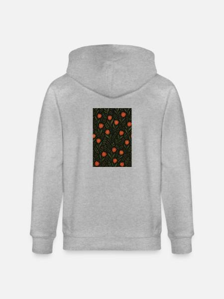 Tulip Pattern - Stanley/Stella CULTIVATOR Unisex Organic Hooded Jacket - heather grey