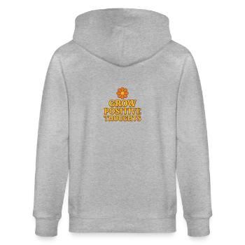 Grow Positive Thoughts – Positiv denken & wachsen - Stanley/Stella Unisex Bio-Kapuzenjacke CULTIVATOR  - Grau meliert - Hinten - Luana (180cm)
