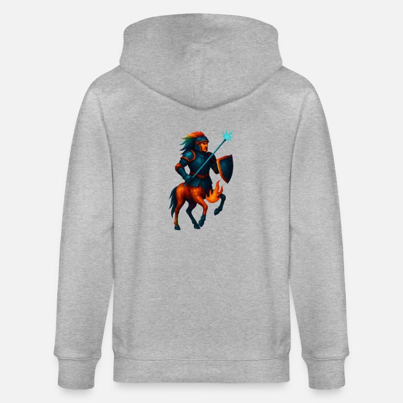 Animal de style WPAP - Centaure en armure avec lance laser - Veste à capuche bio CULTIVATOR Stanley/Stella Unisexe - gris chiné