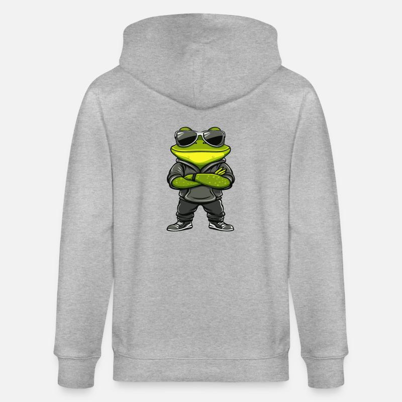 Frosch Comic Cool - Stanley/Stella Unisex Bio-Kapuzenjacke CULTIVATOR  - Grau meliert