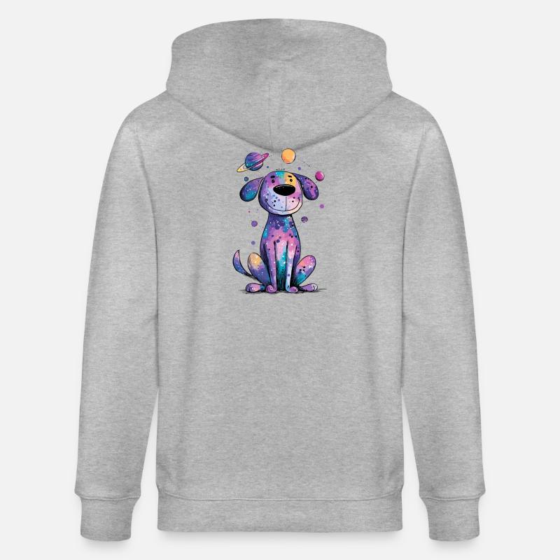 Chiot galactique dans l’espace - Veste à capuche bio CULTIVATOR Stanley/Stella Unisexe - gris chiné