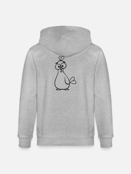 Odd Cartoon Chicken Illustration - Stanley/Stella CULTIVATOR Unisex Organic Hooded Jacket - heather grey