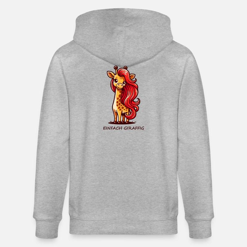 Simplement Girafe – Girafe mignonne à la crinière rouge - Veste à capuche bio CULTIVATOR Stanley/Stella Unisexe - gris chiné