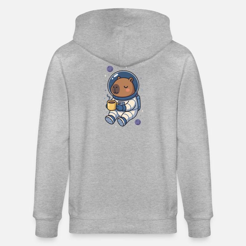 Capybara Astronaute – Café dans l’espace ☕🪐 - Veste à capuche bio CULTIVATOR Stanley/Stella Unisexe - gris chiné