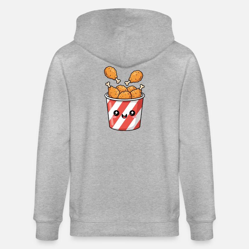 Kawaii-Brathähnchen-Eimer - Stanley/Stella Unisex Bio-Kapuzenjacke CULTIVATOR  - Grau meliert