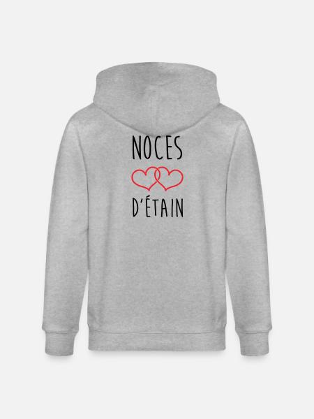 Pewter Wedding 10 Years Wedding - Stanley/Stella CULTIVATOR Unisex Organic Hooded Jacket - heather grey