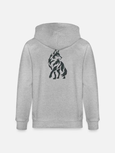 Geometrischer Wolf – Silhouette - Stanley/Stella Unisex Bio-Kapuzenjacke CULTIVATOR - Grau meliert