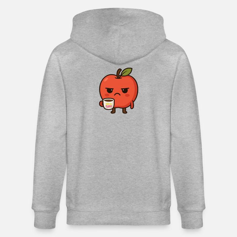 Grumpy Kawaii Apple - Funny Not My Problem Meme - Stanley/Stella Unisex Bio-Kapuzenjacke CULTIVATOR  - Grau meliert