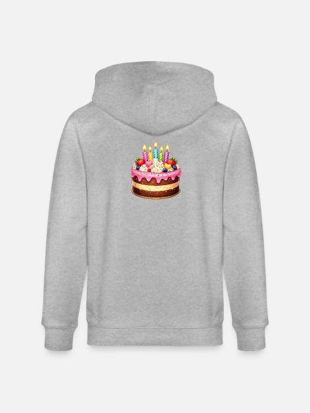 Birthday cake with candles - Stanley/Stella CULTIVATOR Unisex Organic Hooded Jacket - heather grey