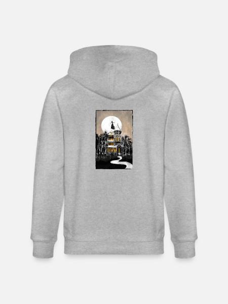 Halloween Haunted Mansion - Stanley/Stella CULTIVATOR Unisex Organic Hooded Jacket - heather grey