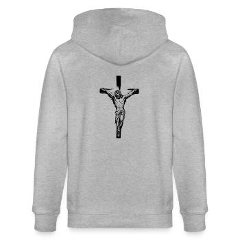 Jesus Christus - Stanley/Stella Unisex Bio-Kapuzenjacke CULTIVATOR  - Grau meliert - Hinten - Luana (180cm)