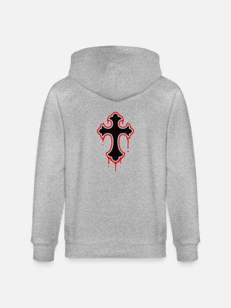 gothic, splatter, cross - Stanley/Stella CULTIVATOR Unisex Organic Hooded Jacket - heather grey