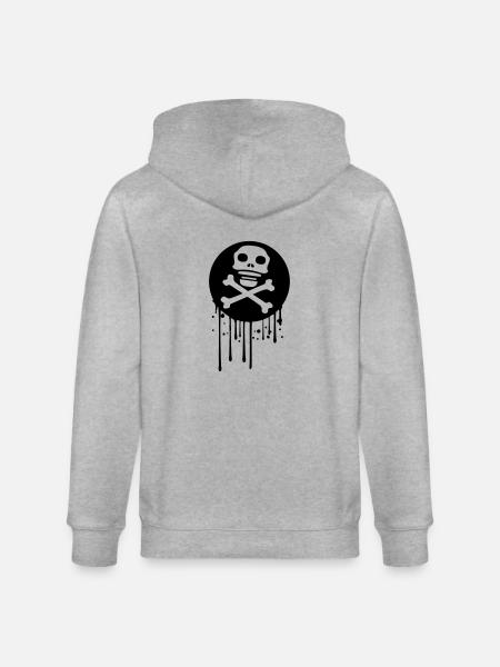 graffiti drip circle pirate logo rudder steering wheel on - Stanley/Stella CULTIVATOR  Unisex Organic Hooded Jacket - heather grey