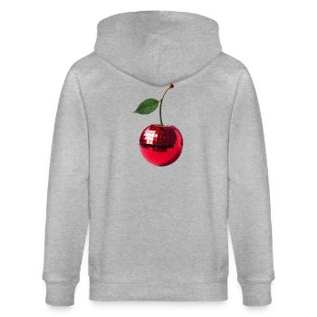 Disco Party Früchte, Kirsche - Stanley/Stella Unisex Bio-Kapuzenjacke CULTIVATOR  - Grau meliert - Hinten - Luana (180cm)