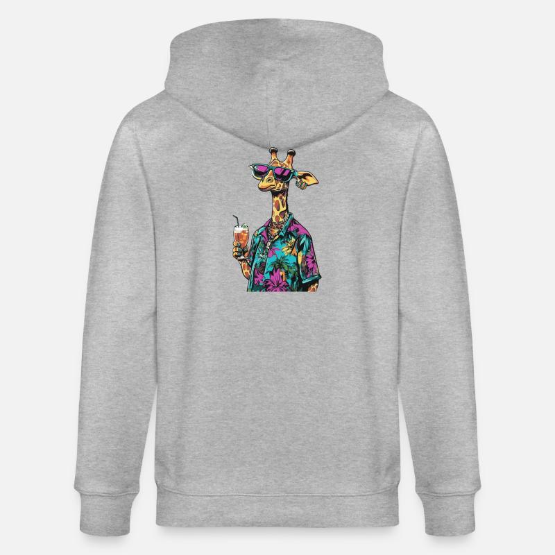 Giraffe Comic Summer - Stanley/Stella CULTIVATOR  Unisex Organic Hooded Jacket - heather grey