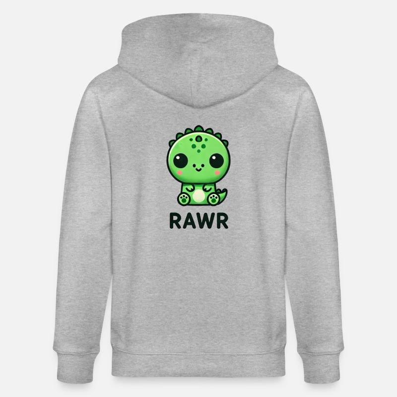 Mignon Dino T-Rex Chibi Rawr - Veste à capuche bio CULTIVATOR Stanley/Stella Unisexe - gris chiné