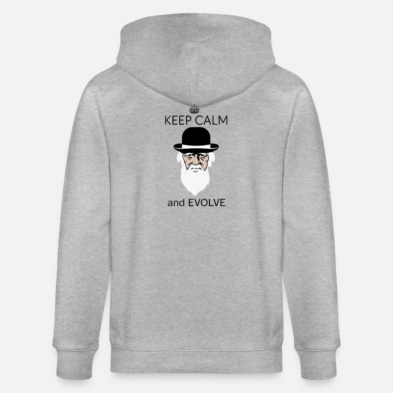 Darwin Keep Calm and evolve - Stanley/Stella CULTIVATOR  Unisex Organic Hooded Jacket - heather grey