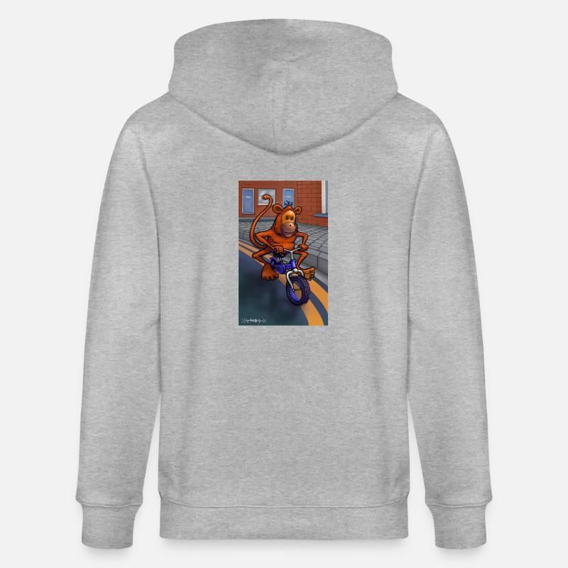 Singe sur un vélo - Veste à capuche bio CULTIVATOR Stanley/Stella Unisexe - gris chiné
