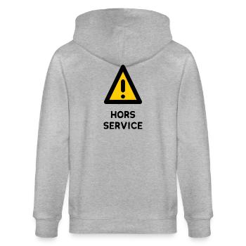 HORS SERVICE. PANNEAU. DANGER. HUMOUR. DRÔLE - Veste à capuche bio CULTIVATOR Stanley/Stella Unisexe - gris chiné - Dos - Luana (180cm)