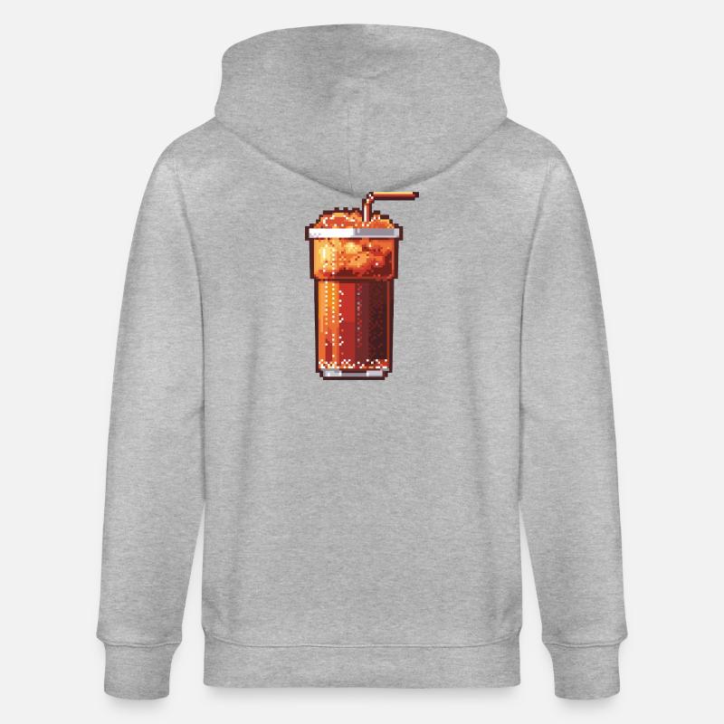 Pixel Cola Glas mit Eis - Stanley/Stella Unisex Bio-Kapuzenjacke CULTIVATOR  - Grau meliert