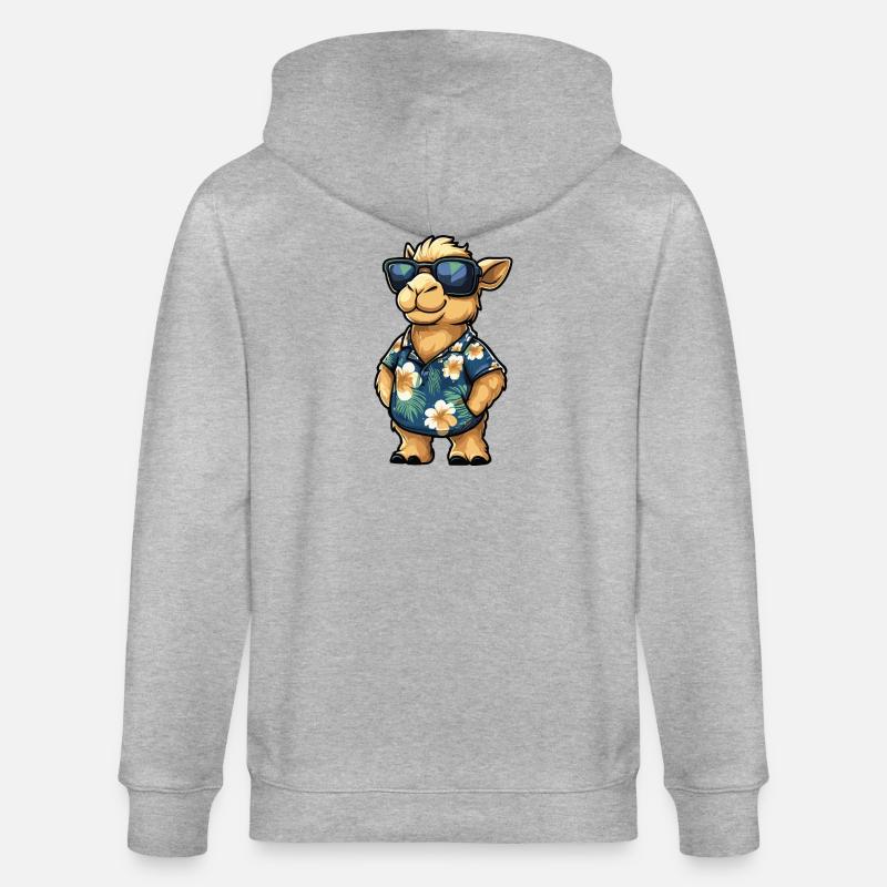 Kamel Comic Urlaub - Stanley/Stella Unisex Bio-Kapuzenjacke CULTIVATOR  - Grau meliert