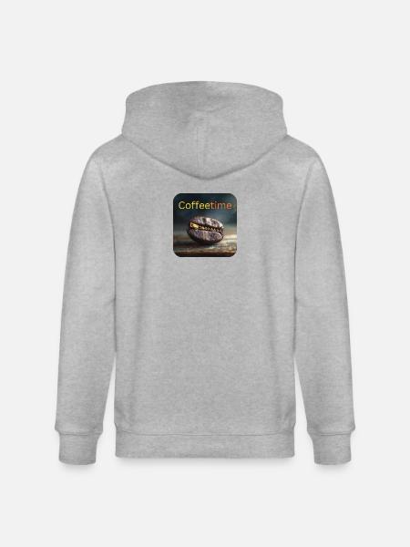 Coffeetime Coffee Bean with Zipper - Stanley/Stella CULTIVATOR Unisex Organic Hooded Jacket - heather grey