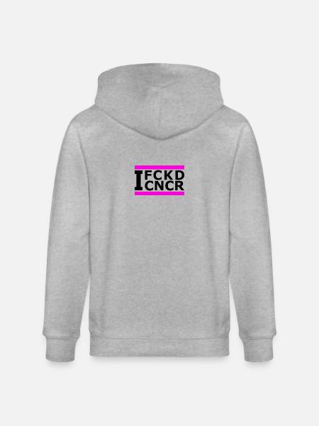 I FUCKED (BREAST) CANCER - Stanley/Stella CULTIVATOR Unisex Organic Hooded Jacket - heather grey