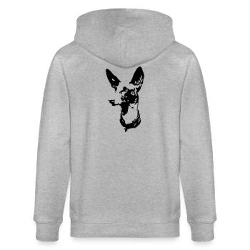 Podenco Kopf - Stanley/Stella Unisex Bio-Kapuzenjacke CULTIVATOR  - Grau meliert - Hinten - Luana (180cm)