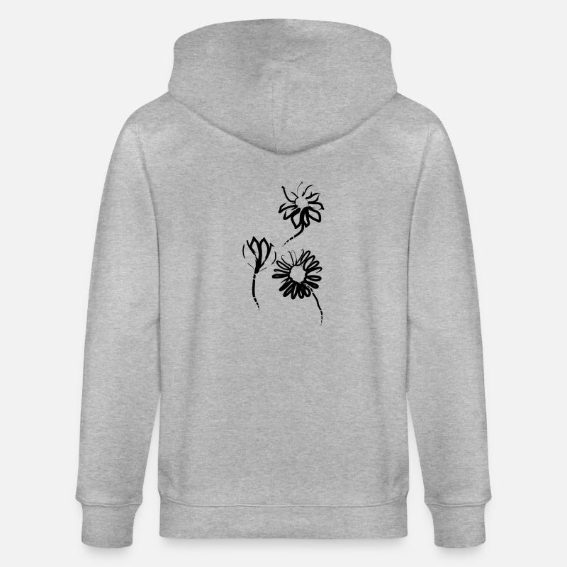 Fleurs dessinées à la main - Veste à capuche bio CULTIVATOR Stanley/Stella Unisexe - gris chiné