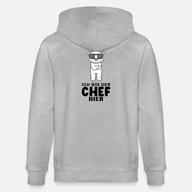 Chef Spruch mit Eisbär Motiv - Stanley/Stella Unisex Bio-Kapuzenjacke CULTIVATOR  - Grau meliert