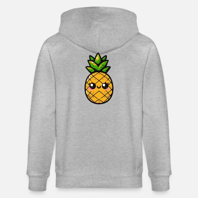 Ananas kawaii avec feuillage vert - Veste à capuche bio CULTIVATOR Stanley/Stella Unisexe - gris chiné