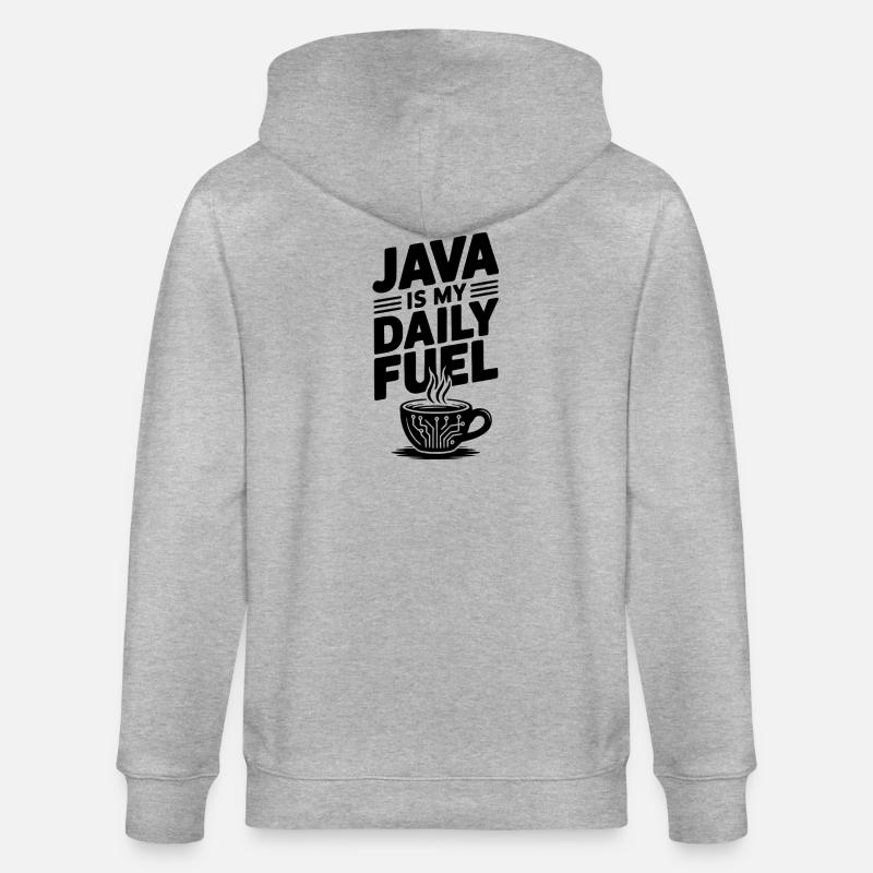 Java est mon carburant quotidien - Veste à capuche bio CULTIVATOR Stanley/Stella Unisexe - gris chiné