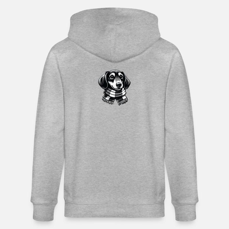 Teckel avec écharpe - Veste à capuche bio CULTIVATOR Stanley/Stella Unisexe - gris chiné