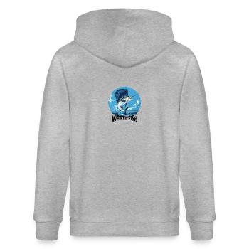 Wicked Fish, Abenteuer auf dem Meer - Stanley/Stella Unisex Bio-Kapuzenjacke CULTIVATOR  - Grau meliert - Hinten - Luana (180cm)