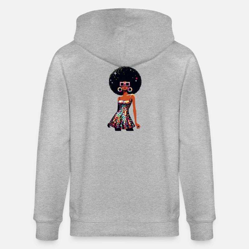 Disco Afro Glam Sequins Design - Veste à capuche bio CULTIVATOR Stanley/Stella Unisexe - gris chiné