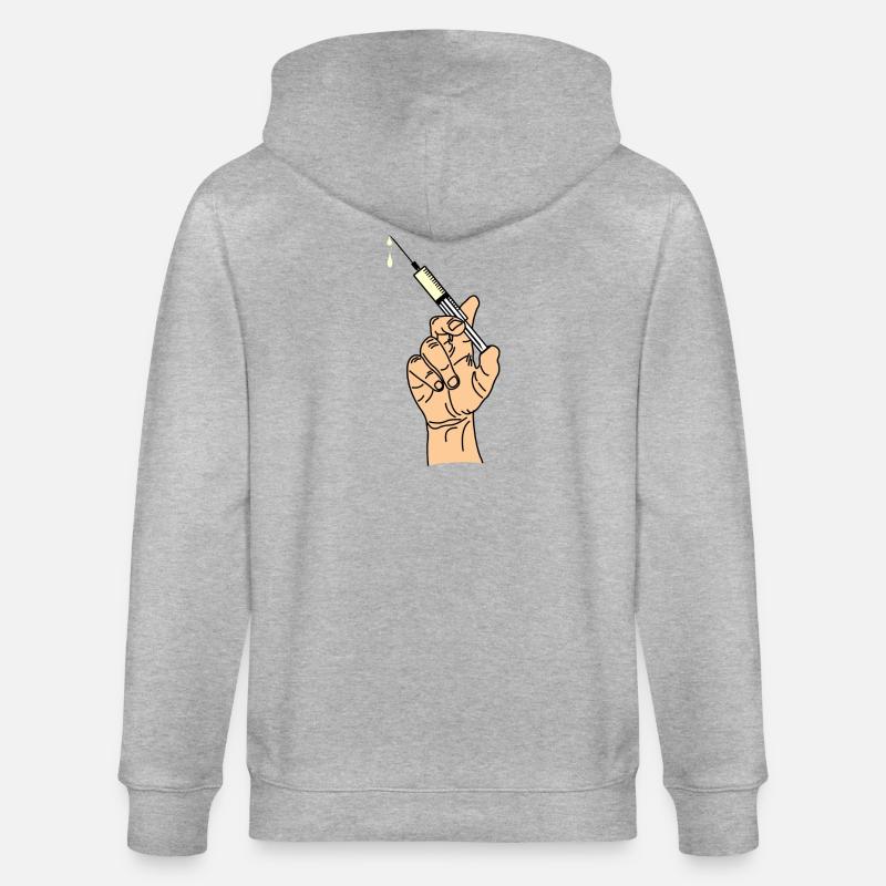 Main avec seringue d’évacuation 5 - Veste à capuche bio CULTIVATOR Stanley/Stella Unisexe - gris chiné