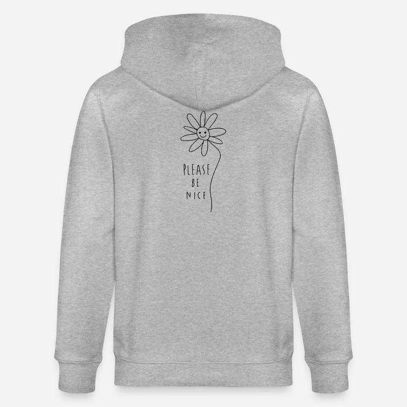 Please be nice – Friendly Minimal Statement - Stanley/Stella CULTIVATOR  Unisex Organic Hooded Jacket - heather grey