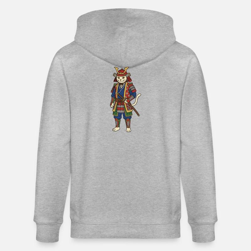 Samouraï chat - Veste à capuche bio CULTIVATOR Stanley/Stella Unisexe - gris chiné
