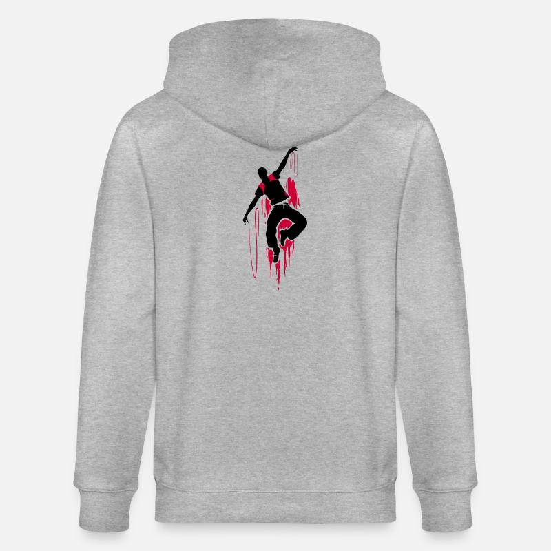 Breakdancer Dancer Silhouette en Rouge Noir - Veste à capuche bio CULTIVATOR Stanley/Stella Unisexe - gris chiné