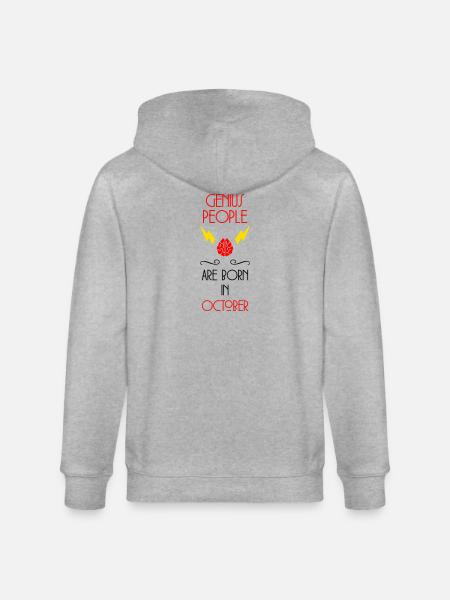Genie Born October Baby Gift - Stanley/Stella CULTIVATOR  Unisex Organic Hooded Jacket - heather grey