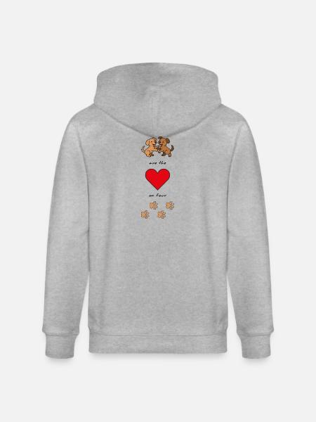 Hundeliebe-Dogs are the heart on four paws - Stanley/Stella CULTIVATOR  Unisex Organic Hooded Jacket - heather grey