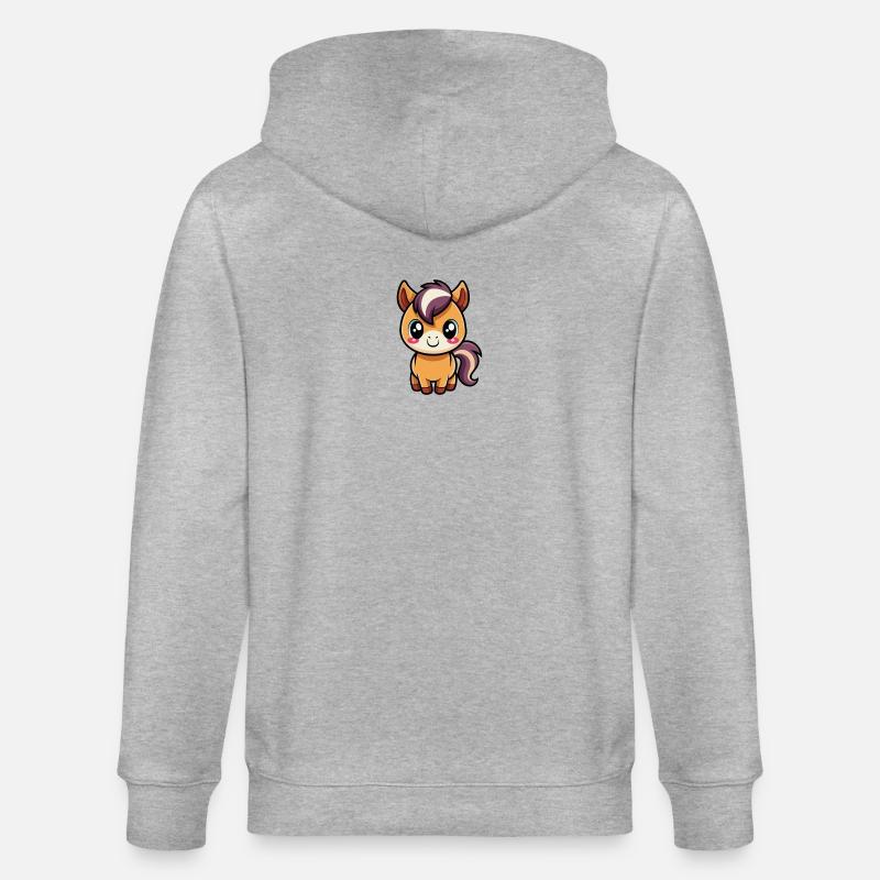 Süßes Chibi-Pony mit lila Mähne - Stanley/Stella Unisex Bio-Kapuzenjacke CULTIVATOR  - Grau meliert