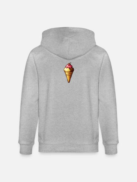 Retro Pixel Eiscreme Cone - Stanley/Stella CULTIVATOR Unisex Organic Hooded Jacket - heather grey
