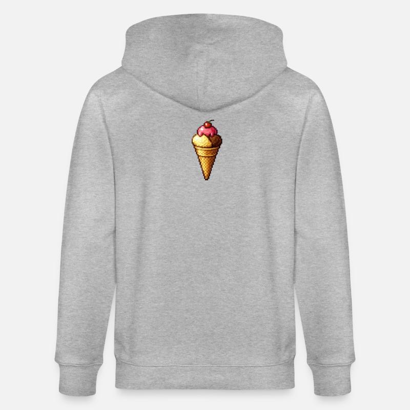 Retro Pixel Eiscreme Cone - Stanley/Stella Unisex Bio-Kapuzenjacke CULTIVATOR  - Grau meliert