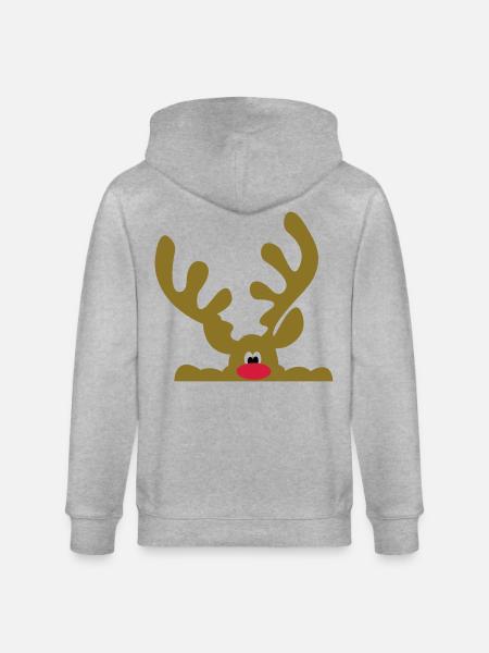 reindeer - Stanley/Stella CULTIVATOR  Unisex Organic Hooded Jacket - heather grey