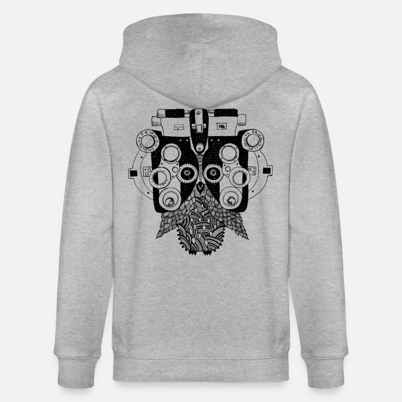 Phoropter Eule Augenoptik Optometrie - Stanley/Stella Unisex Bio-Kapuzenjacke CULTIVATOR  - Grau meliert