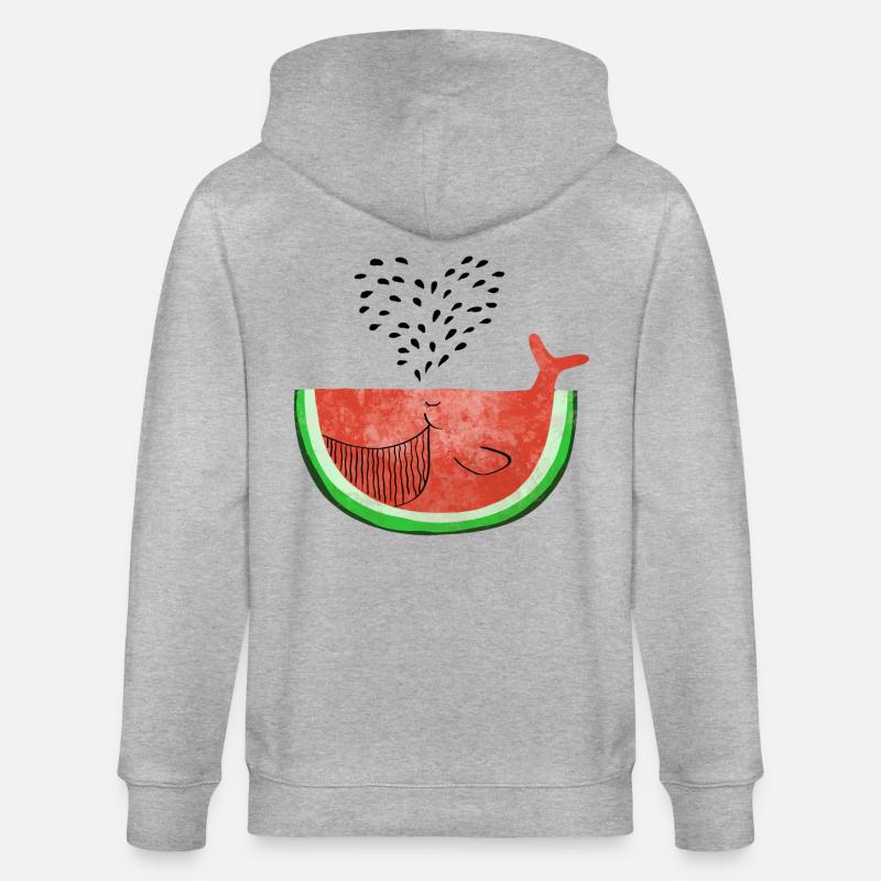 Pastèque Wal - melon Walvis - Fruit -Love - Veste à capuche bio CULTIVATOR Stanley/Stella Unisexe - gris chiné