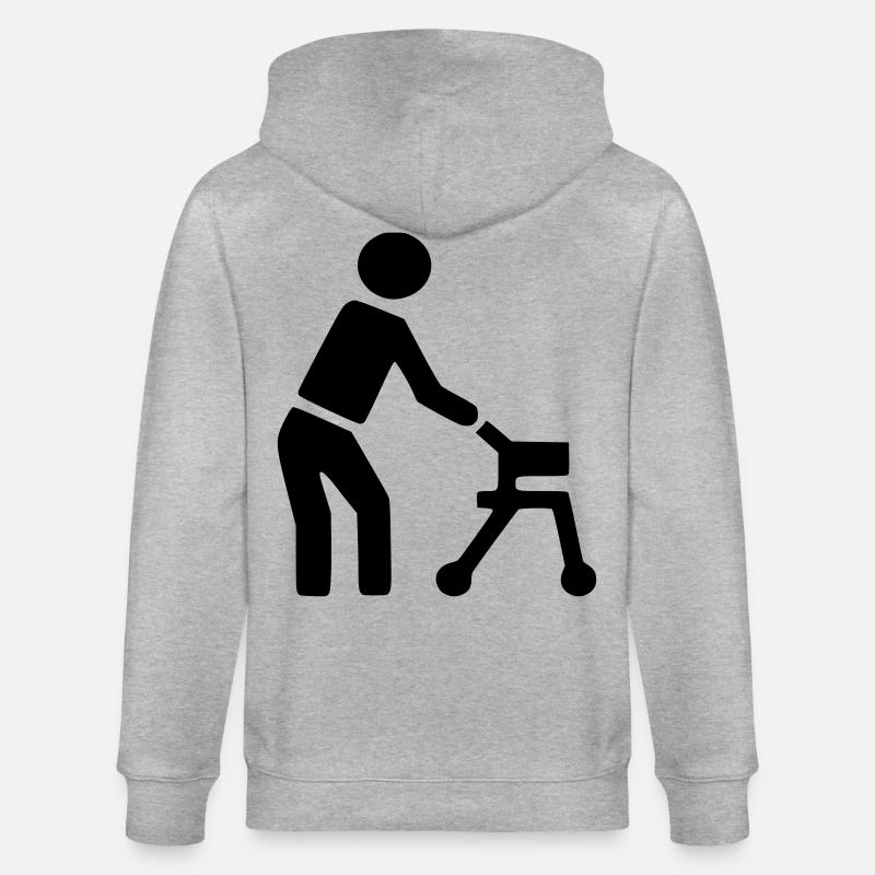 Behinderte Person hinter Rollator # - Stanley/Stella Unisex Bio-Kapuzenjacke CULTIVATOR  - Grau meliert