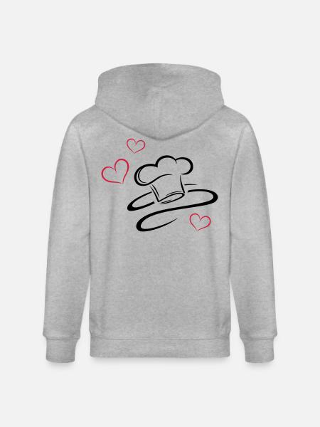 Koch, Kochmützen Logo mit drei Herzen. - Stanley/Stella Unisex Bio-Kapuzenjacke CULTIVATOR - Grau meliert